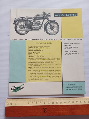 Alpino 125-19 depliant anni 50 originale italiano