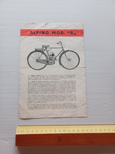 Alpino micromotore modello R anni 50 depliant italiano originale