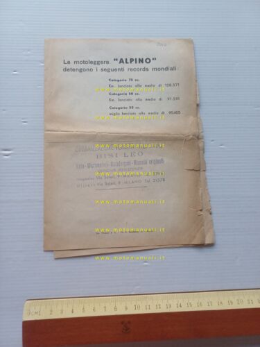 Alpino produzione ciclomotori moto 1953 depliant italiano originale