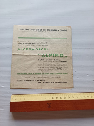Alpino produzione modelli micromotori anni 50 depliant italiano originale