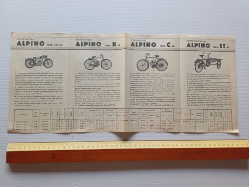 Alpino produzione modelli moto - micromotori 1950 depliant italiano originale