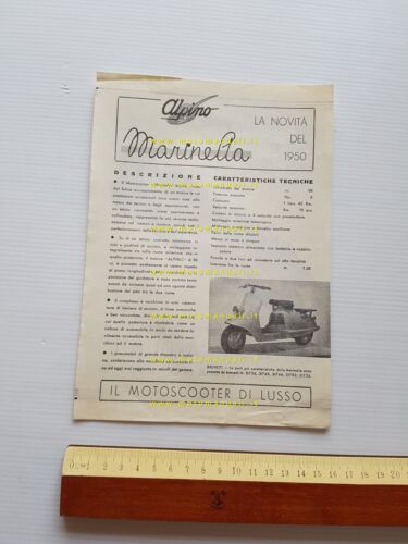 Alpino scooter Marinella 98 1950 depliant originale