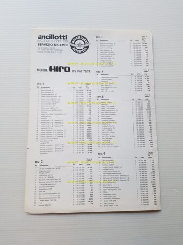 Ancillotti motore Hiro 125 1978-79 catalogo ricambi originale spare parts …