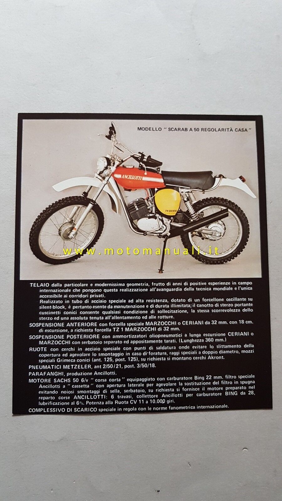 Ancillotti Scarab A 50 Regolarità Casa 1975 enduro depliant moto …