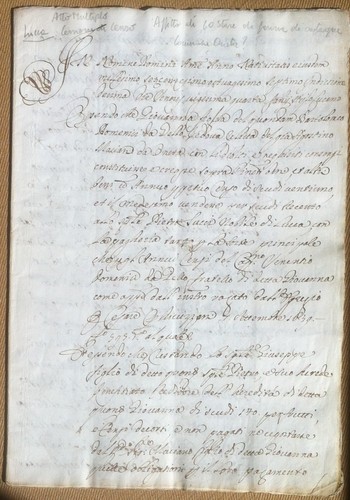 Antico manoscritto 1687 - Atto Multiplo - Affitto stare farina …