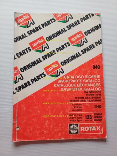 Aprilia 125 Extrema-Pegaso-Red Rose 1993 catalogo ricambi MOTORE Rotax 123