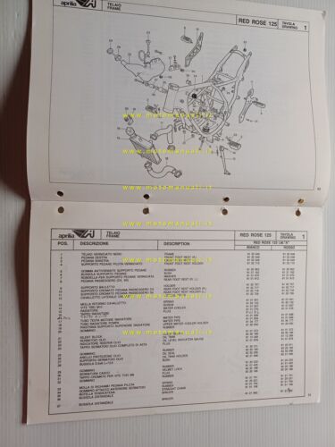 Aprilia 125 Red Rose 1988 catalogo ricambi TELAIO originale FRAME …