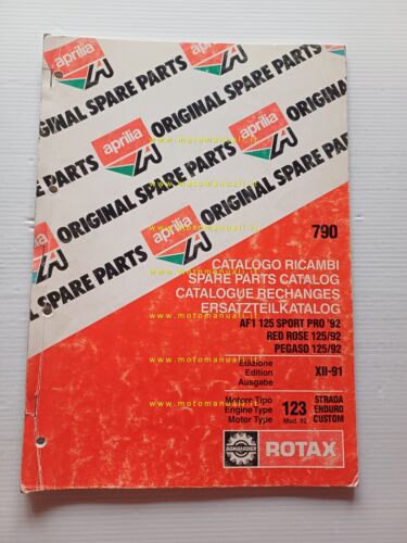 Aprilia AF1 125 Sport Pro-Pegaso-Red Rose 1992 catalogo ricambi MOTORE …