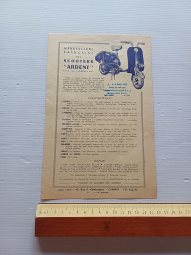 Ardent 50 scooter 1951 depliant francese originale