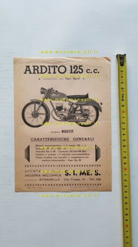 Ardito 125 Sport 1953 depliant moto ITALIANO originale brochure