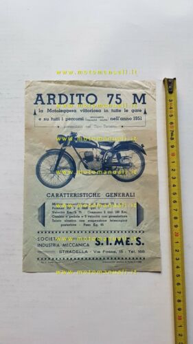 Ardito 75 M 1952 depliant moto ITALIANO originale brochure