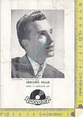 Autografo - Adriano Valle - Cantante - Singer - 1955