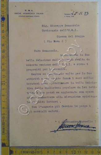 Autografo - Signature - Unione Monarchica Italiana - Alessandro Marcello