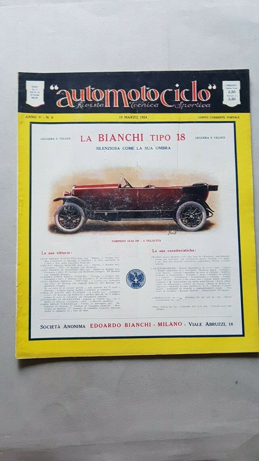 AutoMotoCiclo rivista anteguerra n.6 1924