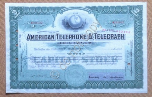 Azioni Shares - Certificato 2 azioni American Telephone and Telegraph …