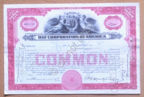 Azioni Shares - Certificato 20 azioni Hat Corporation of America …