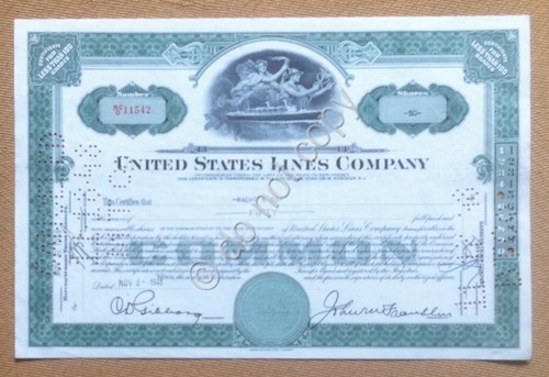 Azioni Shares - Certificato 50 azioni United States Line Company …