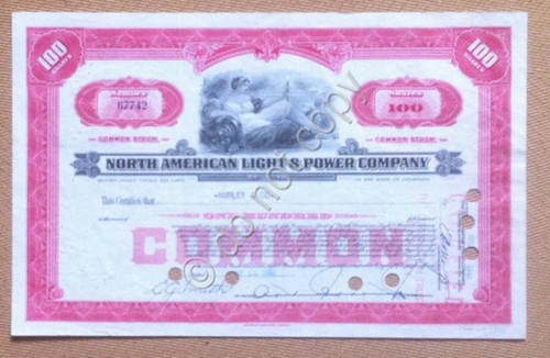 Azioni Shares Certificato 100 azioni North America Light and Power …