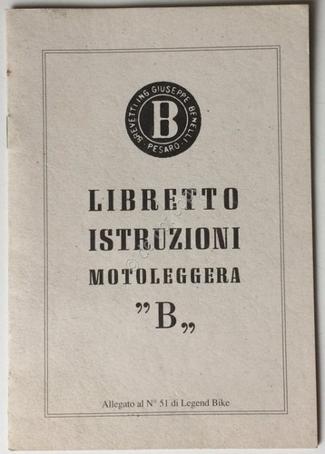Benelli - Motoleggera B - Libretto di istruzioni - Anastatica