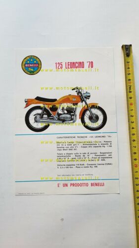 Benelli 125 Leoncino 1970 depliant originale italiano moto brochure
