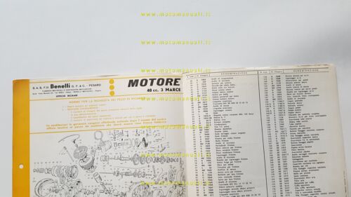 Benelli 48 3V 1965 catalogo ricambi motore originale