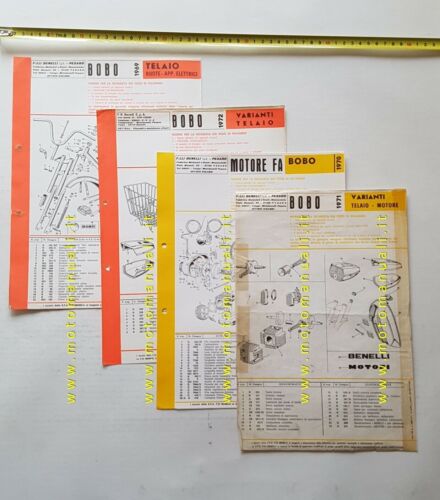 Benelli 49 Bobo 1969-72 cataloghi ricambi TELAIO+MOTORE originali part catalogue