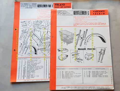 Benelli 49 Gentlemen FAK '69-72 catalogo ricambi TELAIO frame parts …