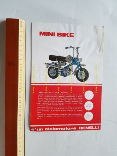 Benelli 49 Mini Bike 1968 depliant originale italiano ciclomotore brochure