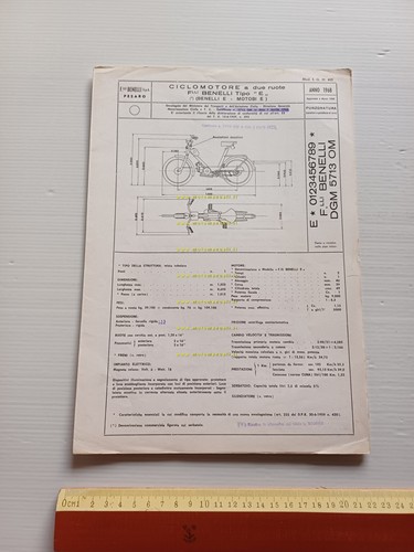 Benelli 50 Bobo 1970 Facsimile originale scheda omologazione DGM Motorizzazione
