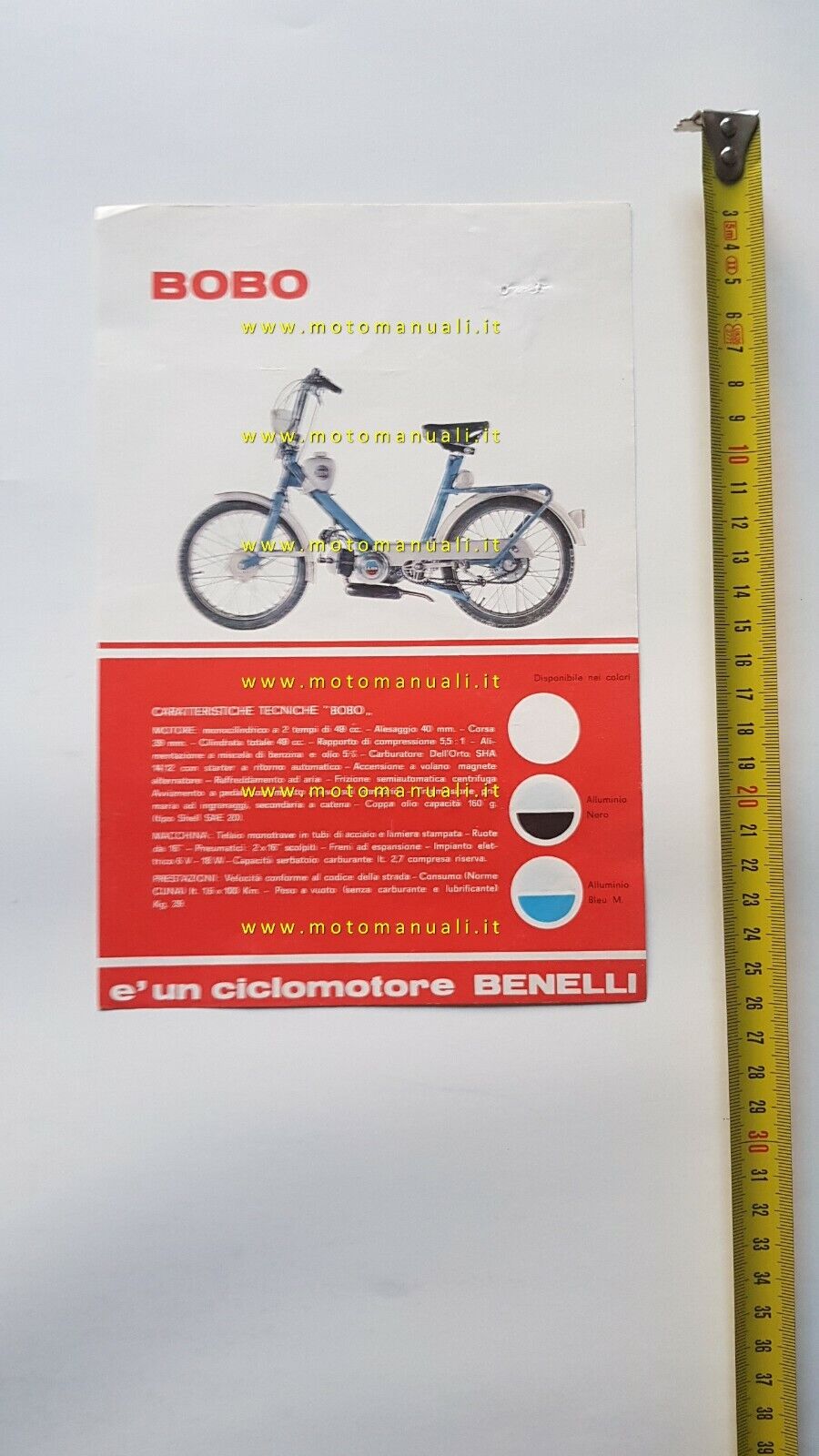 Benelli 50 Bobo anni 60 depliant italiano ciclomotore originale brochure