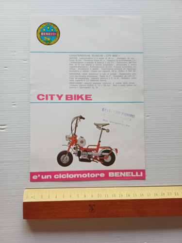 Benelli 50 City Bike 1970 depliant originale italiano ciclomotore brochure