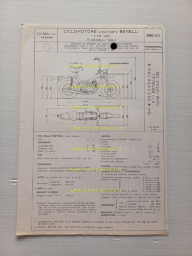 Benelli 50 Magnum 5V 1975 scheda omologazione DGM Facsimile originale