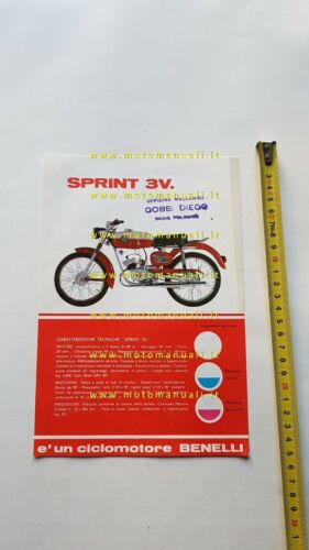 Benelli 50 Sprint 3V 1969 depliant italiano ciclomotore originale brochure
