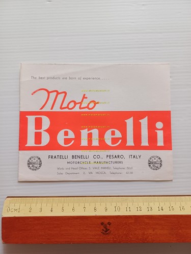 Benelli produzione modelli 1955 moto depliant originale TESTO INGLESE
