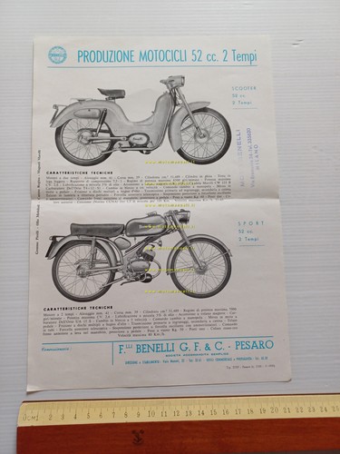 Benelli Sport 52 - Scooter 52 1959 depliant originale italiano