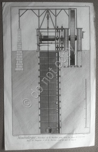 Bernard Fecit - Macchina per estrazione - Mineralogia - Incisione …