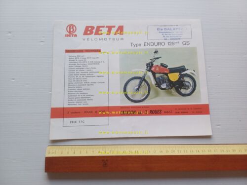 Beta Enduro 125 GS-Enduro 125-SP 50 Cross 1974 depliant francese …