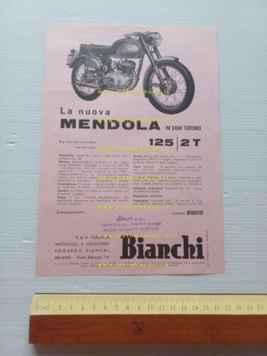 Bianchi 125 Mendola 1957 depliant italiano originale