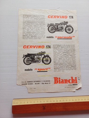 Bianchi Cervino 174 Normale - Cervino 174 Sport 1954 depliant …