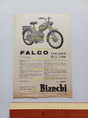 Bianchi Falco 50 Turismo 1962 depliant italiano originale