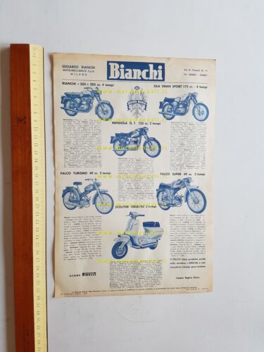 Bianchi produzione modelli moto 1963 depliant originale italiano