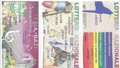Biglietti Lotteria - 3 pezzi - Benevento - Gerace - …