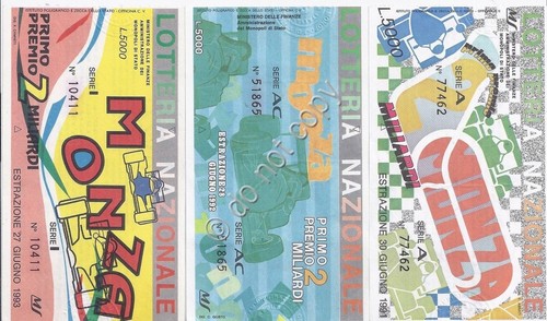 Biglietti Lotteria - 3 pezzi - Monza - 1991 - …