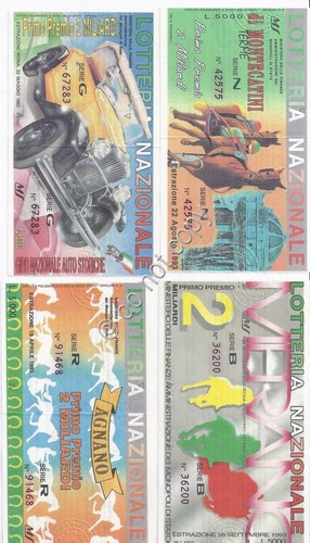 Biglietti Lotteria - 4 pezzi - Anno 1993 - Auto …