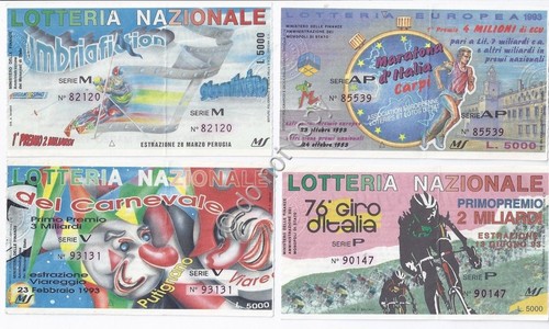Biglietti Lotteria - 4 pezzi - Anno 1993 - Vari