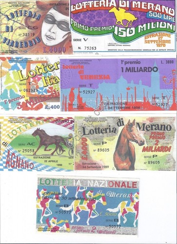 Biglietti Lotteria - 7 pezzi - 1986 - 1989 -1970 …