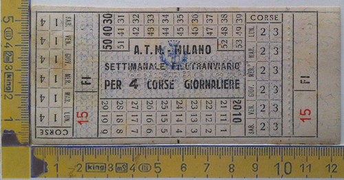 Biglietto A.T.M. Milano - Settimanale filotranviario - Nuovo - Annulato …