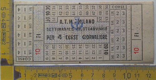 Biglietto A.T.M. Milano - Settimanale filotranviario - Nuovo - Annulato …