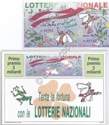 Biglietto e cartolina Lotteria Nazionale - Carnevale Viareggio e Putignano …