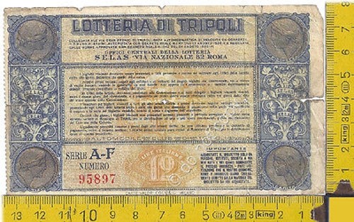 Biglietto Lotteria di Tripoli - 1935 - Tripoli Lottery Ticket